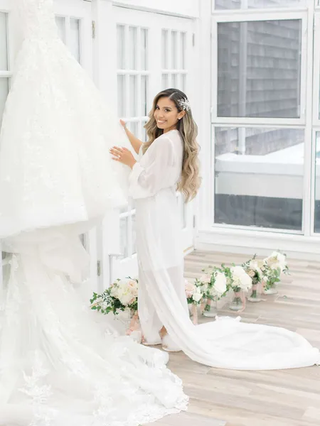   Samantha's lace ball gown with sparkly embroidery